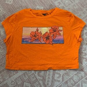 Orange Graphic Crop Top